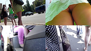 G-string upskirt video of a skinny ass auburn babe