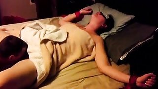 Blindfolded wife gets a surprise cuckold fuck