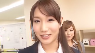 Beautiful japanese av models are hot office chicks pleasing their boss