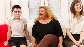 Lucky guy gets his dick sucked by two women and fucks them